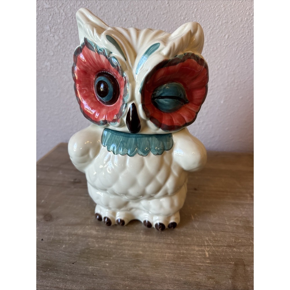 Anthropologie "A Real Hoot" Vintage-inspired Winking Owl Cookie Jar